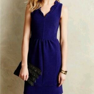 Maeve Anthropologie Royal Blue Ruffled Ottoman Dress